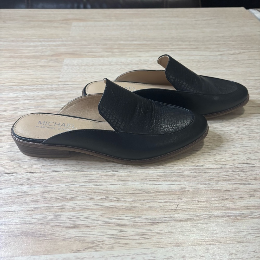 Michael Shannon Black Mules with Textured Finish